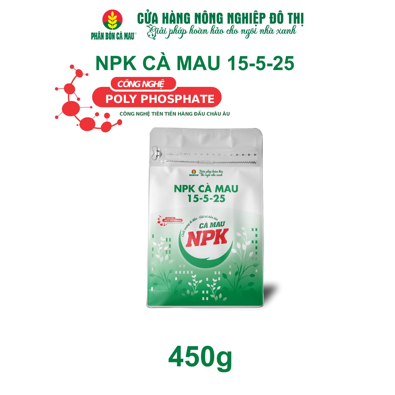 NPK Cà Mau 15-5-25 - Chuyên dùng cho rau màu - 450g
