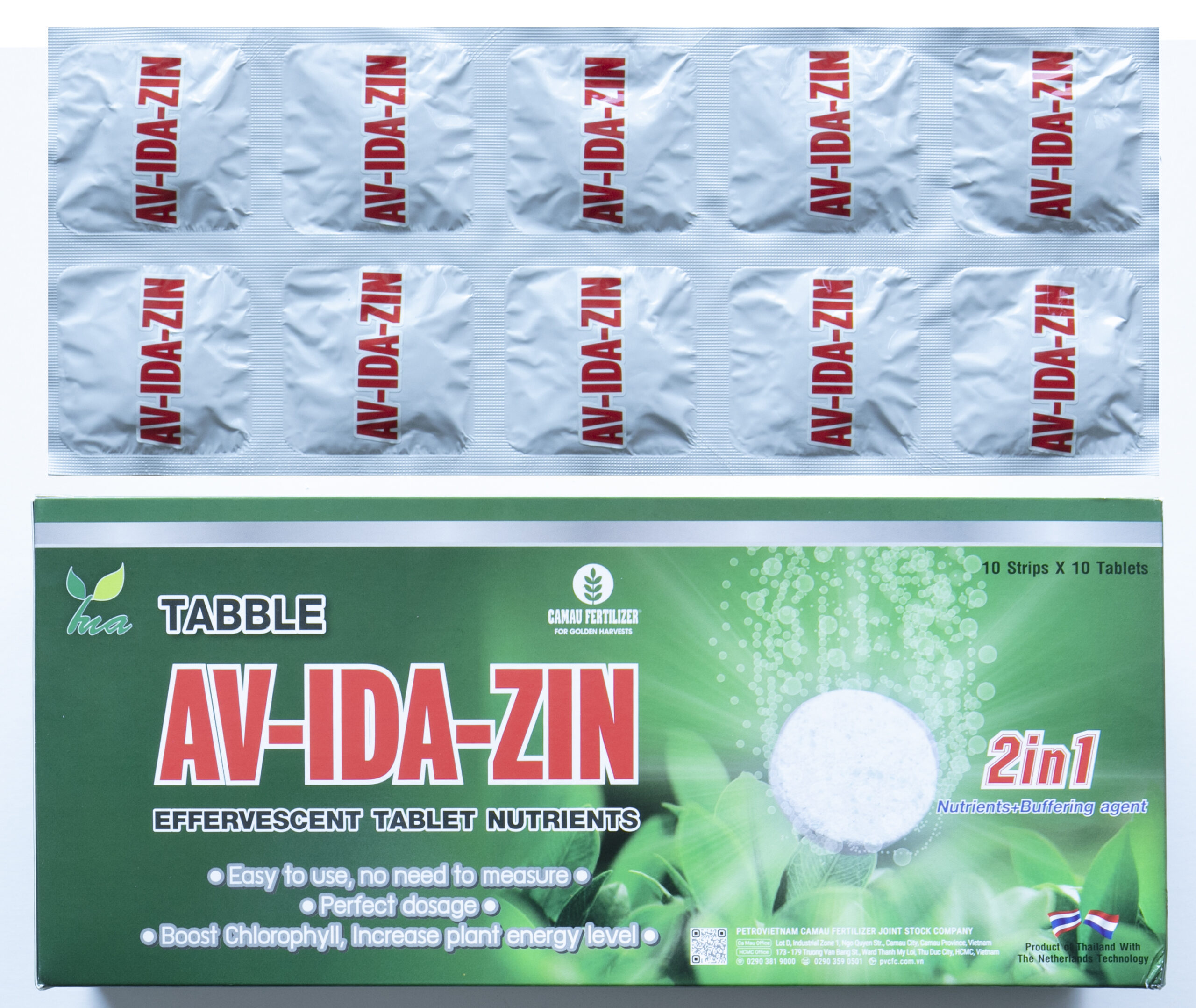 [Cửa hàng NNĐT] Phân bón vi lượng viên sủi AV-IDA-ZIN (Nutri Table Chloroboost) - Bổ sung vi lượng, lá xanh cây khỏe viên