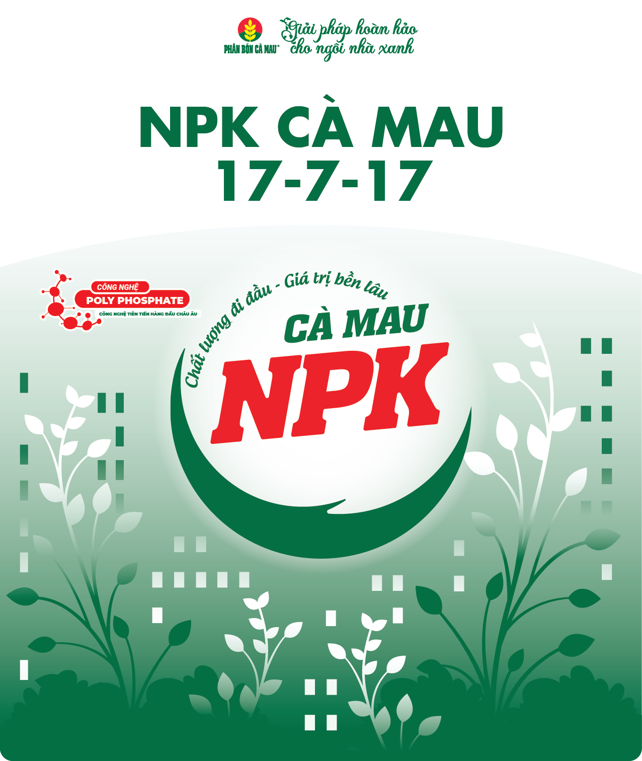 [Cửa hàng NNĐT] Phân bón NPK Cà Mau 17-7-17 - Đa dụng, thích hợp nhiều giai đoạn sinh trưởng (250g, 450g, 1kg) 1kg