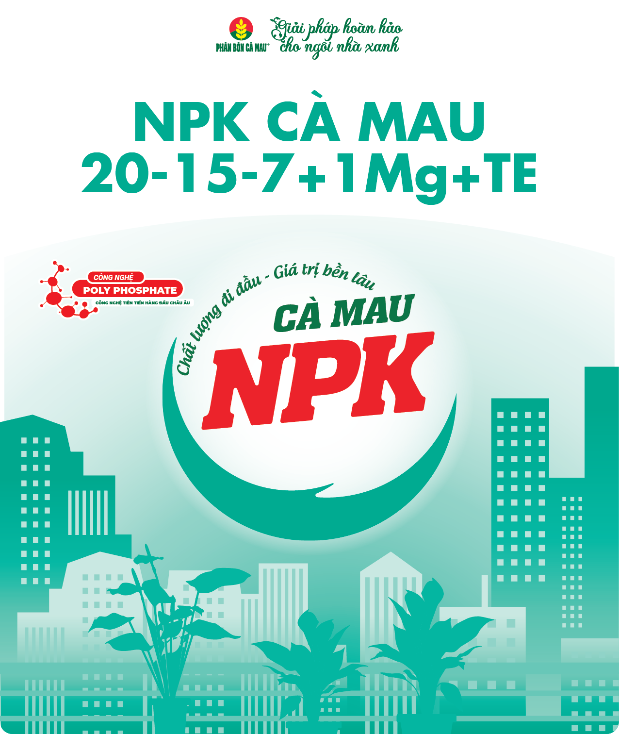[Cửa hàng NNĐT] Phân bón NPK Cà Mau 20-15-7+1Mg+TE - Chuyên dùng cho rau màu (250g, 450g, 1kg) 1kg