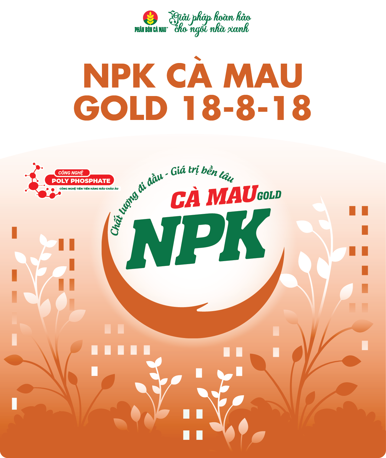 [Cửa hàng NNĐT] Phân bón NPK Cà Mau Gold 18-8-18 - Chuyên dùng cho cây ăn quả, kiểng chậu (250g, 450g, 1kg) 450g