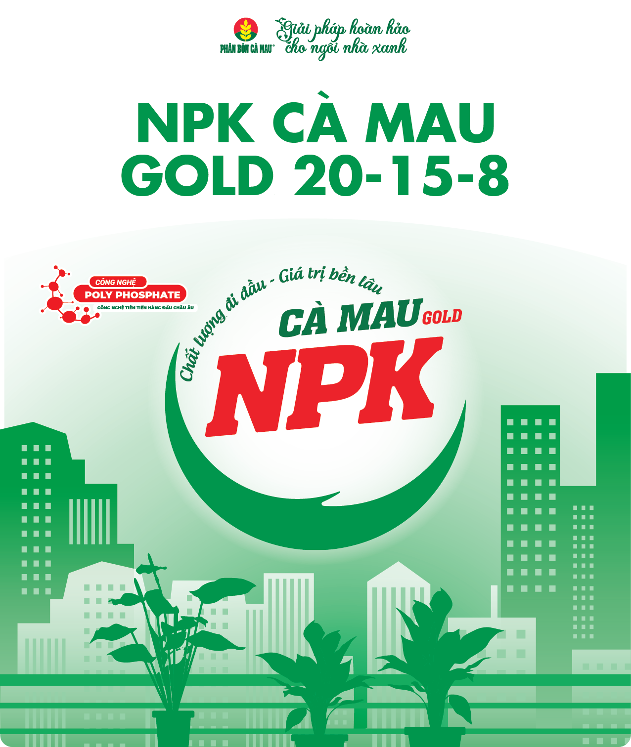 [Cửa hàng NNĐT] Phân bón NPK Cà Mau Gold 20-15-8 - Chuyên dùng cho hoa (250g, 450g, 1kg) 1kg