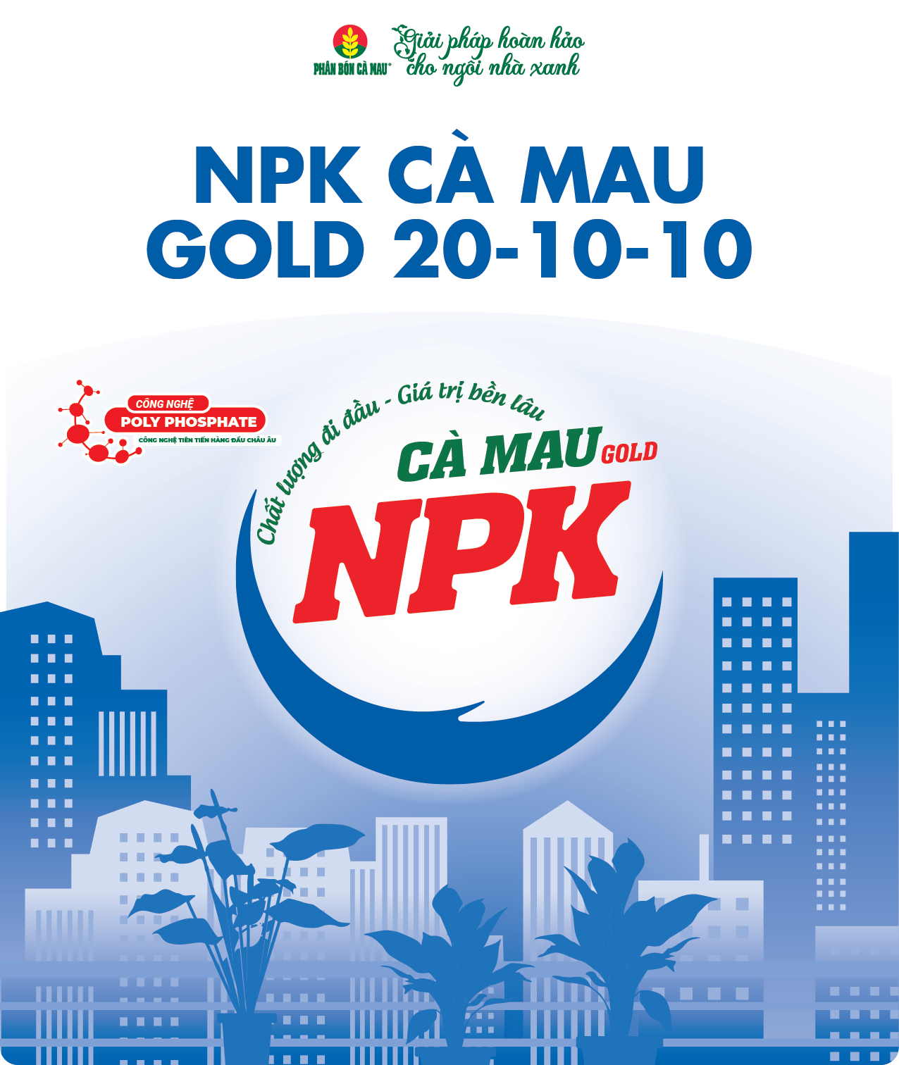 [Cửa hàng NNĐT] Phân bón NPK Cà Mau Gold 20-10-10 - Đa dụng, thích hợp nhiều giai đoạn sinh trưởng (250g, 450g, 1kg) 250g