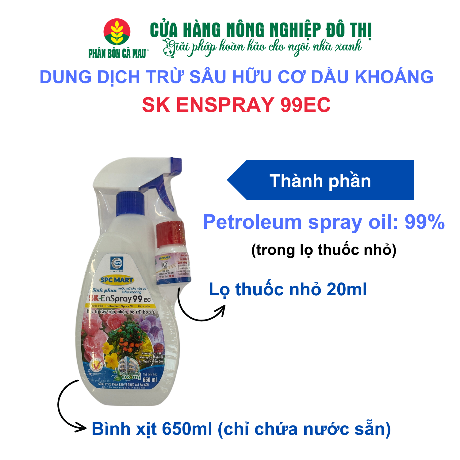 Thuốc trừ sâu hữu cơ dầu khoáng SK-Enspray 99EC Bình phun 650ml