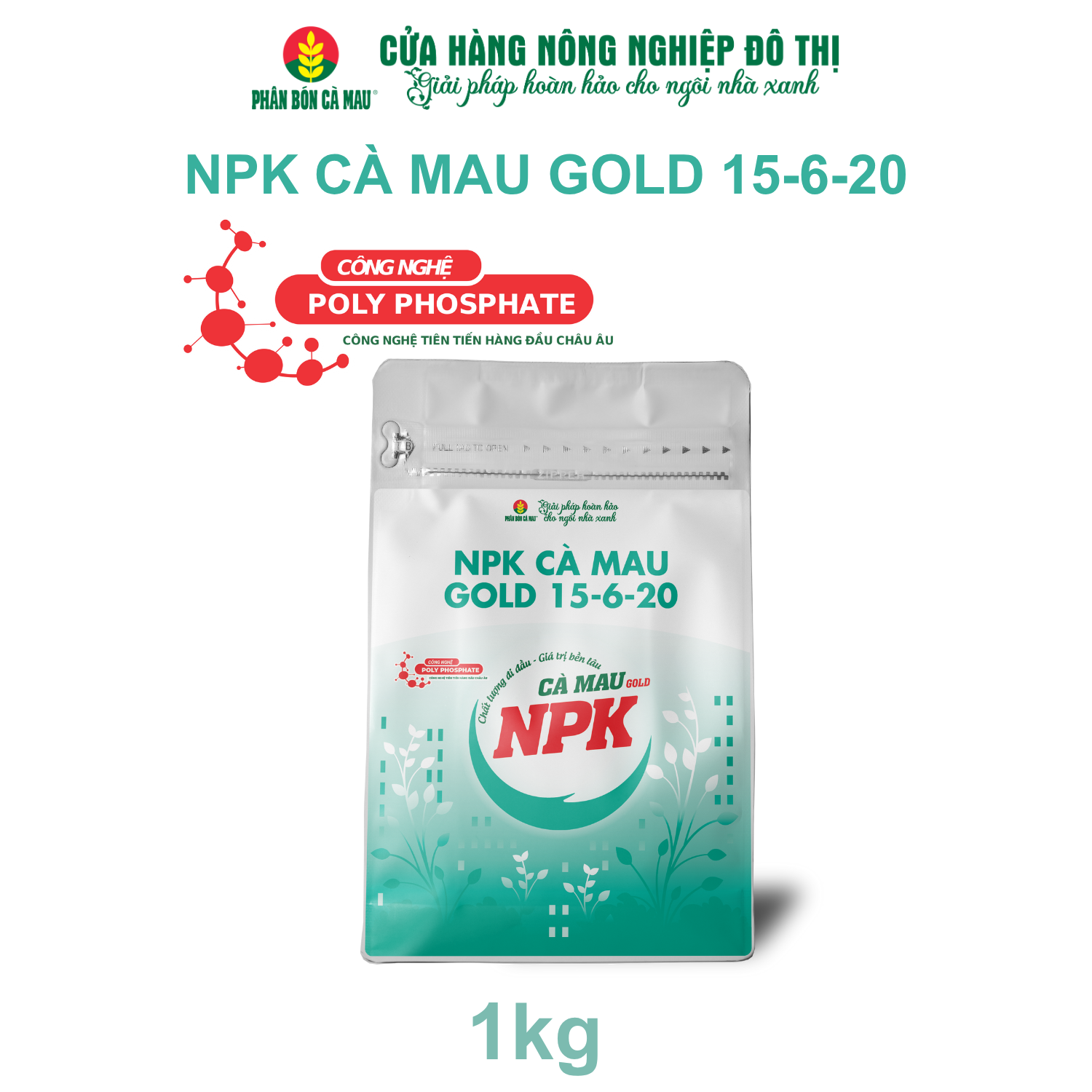 NPK Cà Mau Gold 15-6-20 - Chuyên dùng cho cây ăn quả, kiểng chậu - 1kg