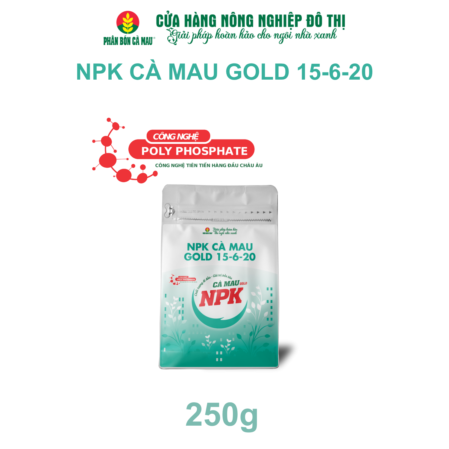 NPK Cà Mau Gold 15-6-20 - Chuyên dùng cho cây ăn quả, kiểng chậu - 250g