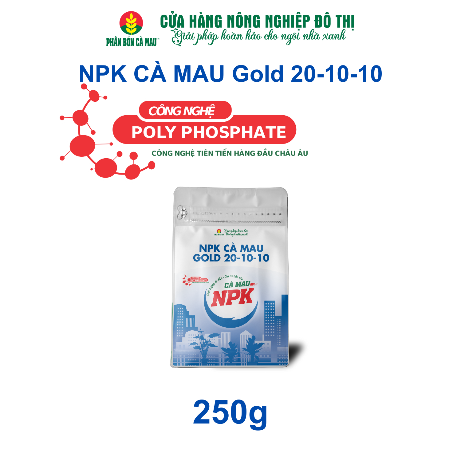 NPK Cà Mau Gold 20-10-10 - Đa dụng, thích hợp nhiều giai đoạn sinh trưởng - 250g