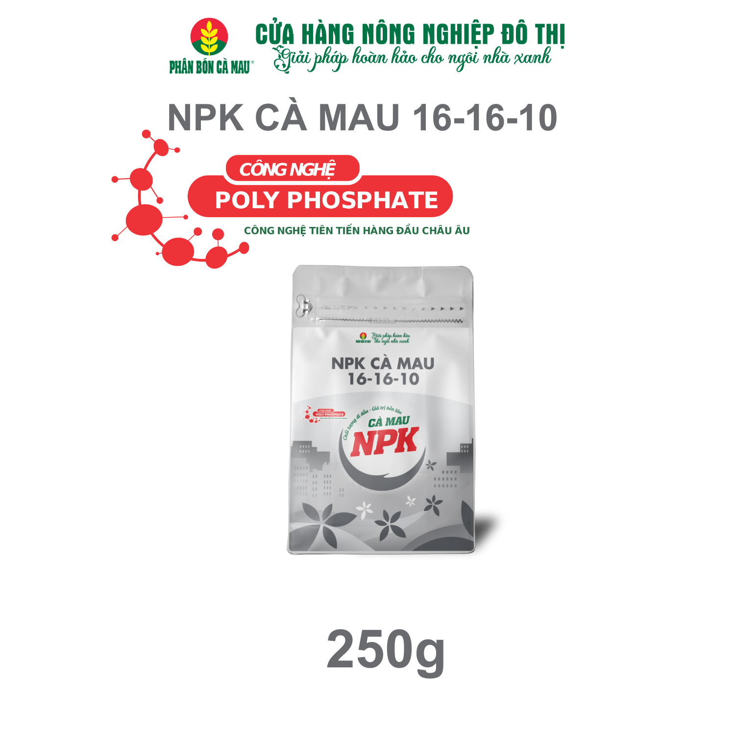 Phân bón NPK Cà Mau 16-16-10 - Đa dụng, thích hợp nhiều giai đoạn sinh trưởng - 250g