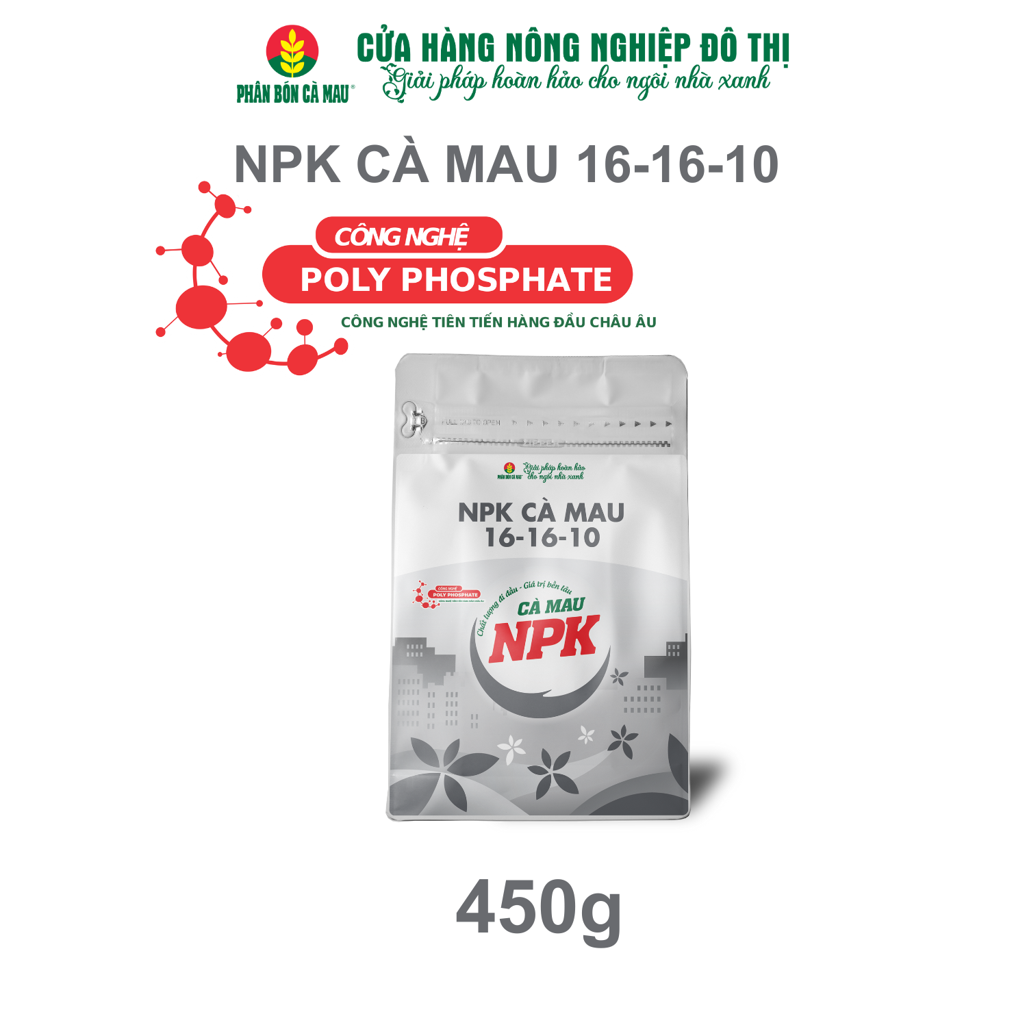 Phân bón NPK Cà Mau 16-16-10 - Đa dụng, thích hợp nhiều giai đoạn sinh trưởng - 450g