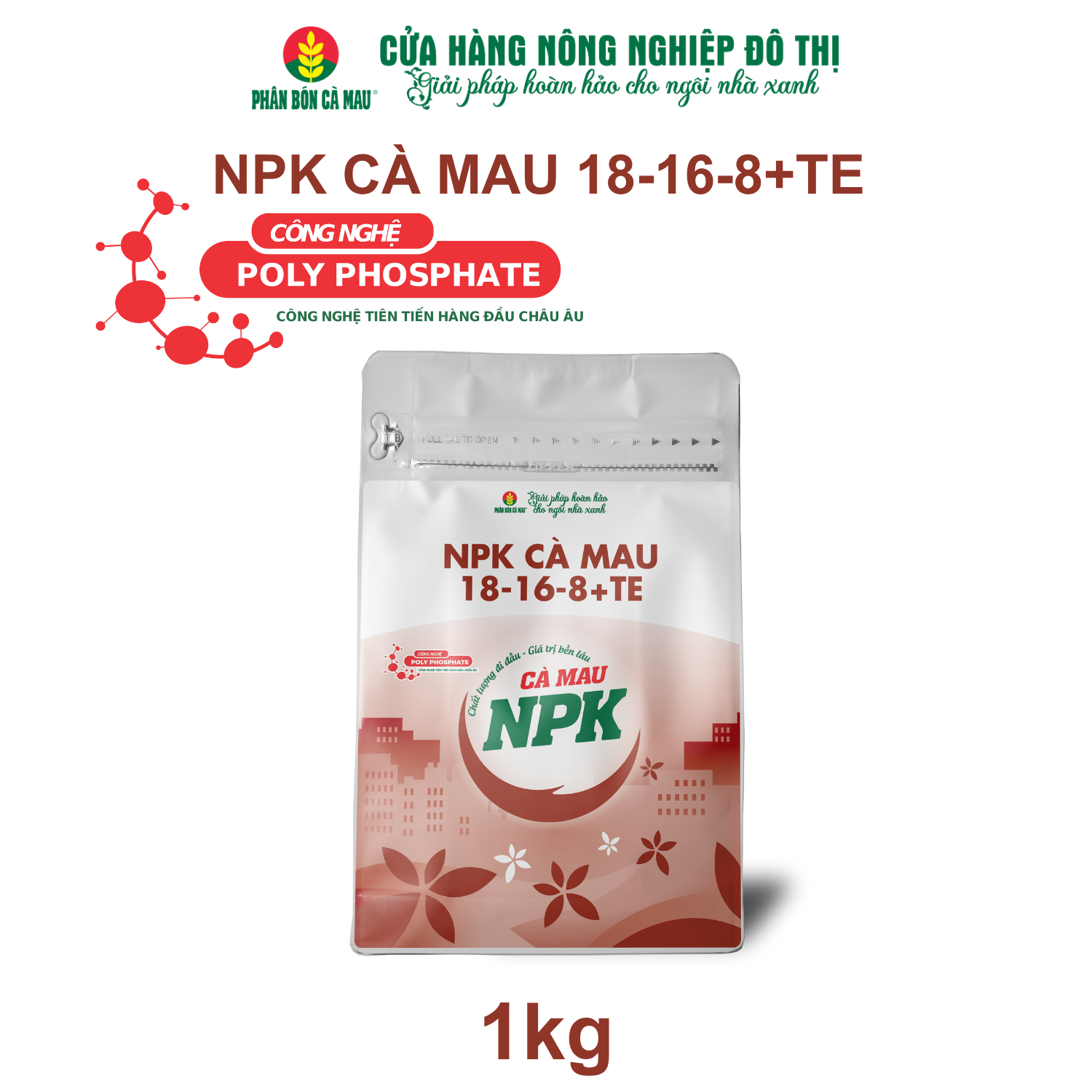 NPK Cà Mau 18-16-8+TE - Chuyên dùng cho cây ăn quả, kiểng chậu - 1kg