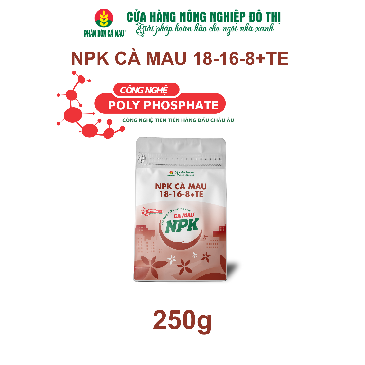 NPK Cà Mau 18-16-8+TE - Chuyên dùng cho cây ăn quả, kiểng chậu - 250g