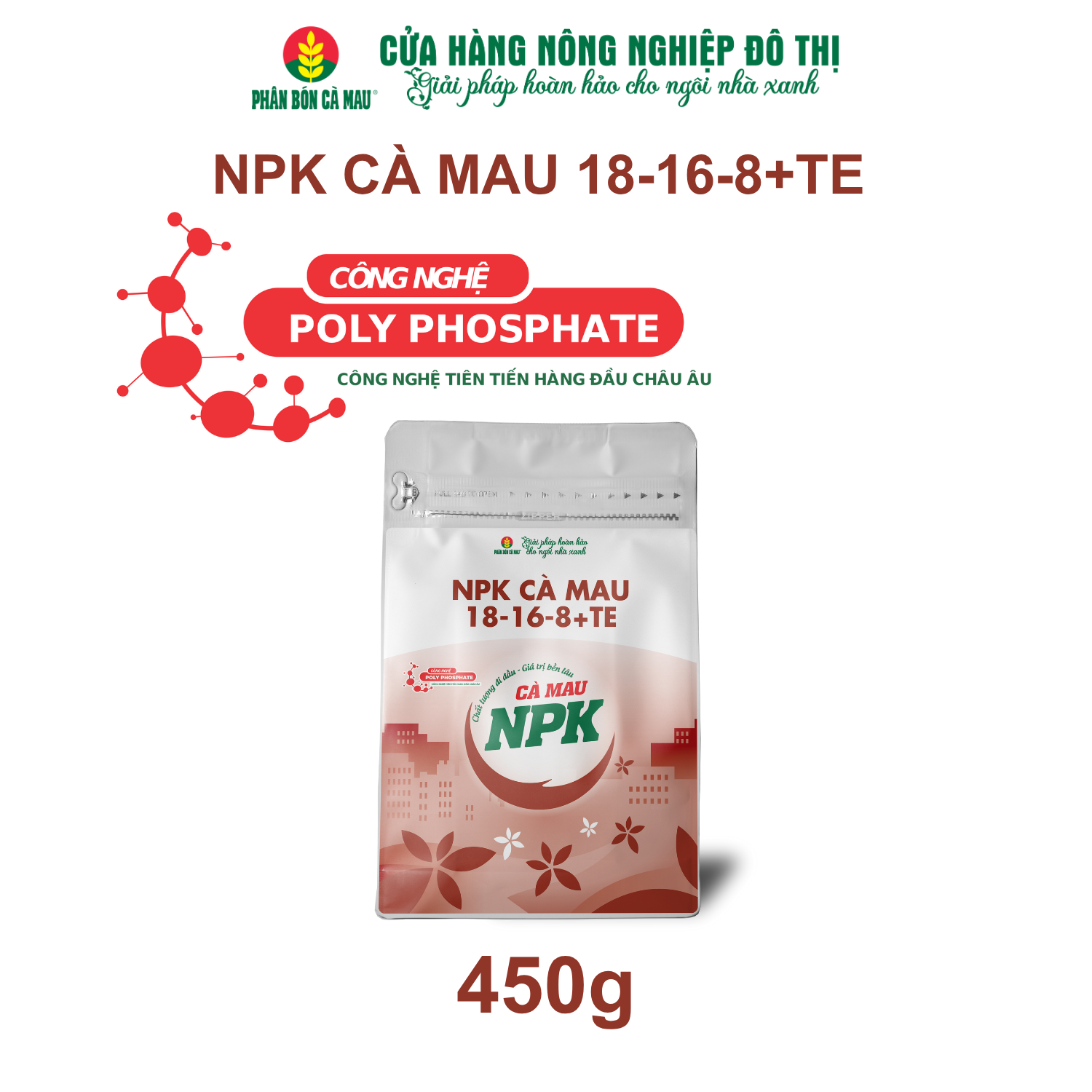 NPK Cà Mau 18-16-8+TE - Chuyên dùng cho cây ăn quả, kiểng chậu - 450g