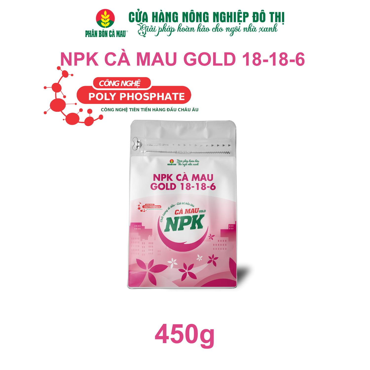 NPK Cà Mau Gold 18-18-6 - Chuyên dùng cho rau màu - 450g
