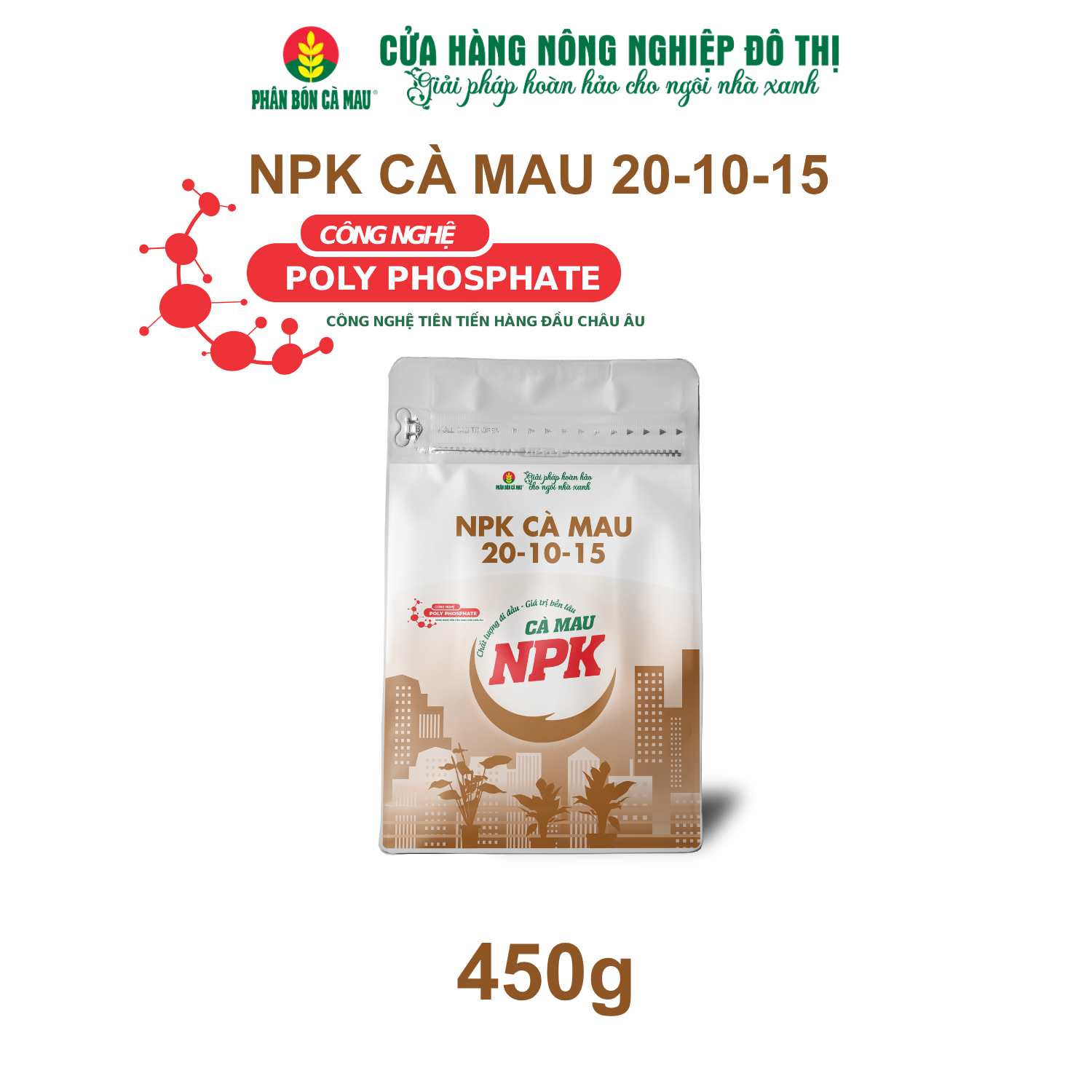 NPK Cà Mau 20-10-15 - Chuyên dùng cho cây ăn quả, kiểng chậu - 450g