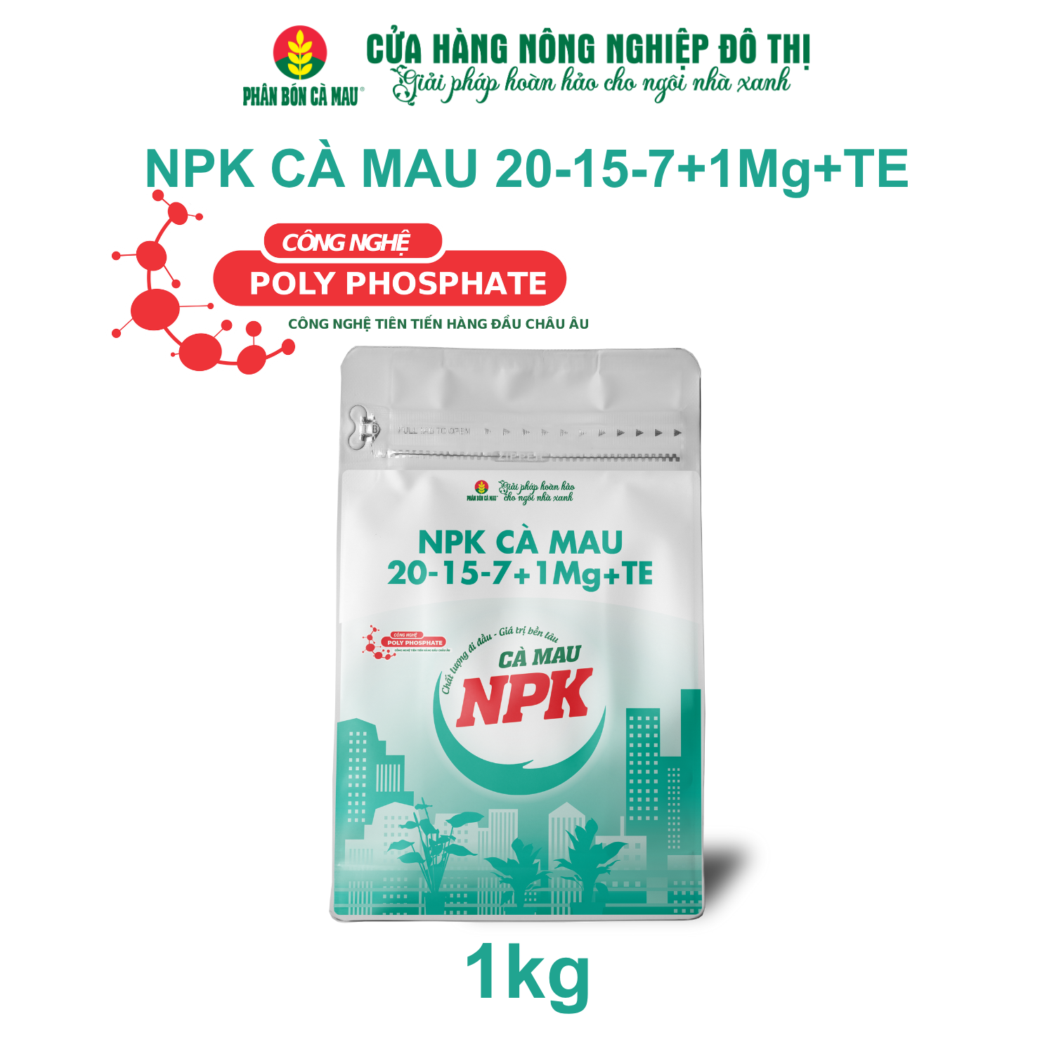 NPK Cà Mau 20-15-7+1Mg+TE - Chuyên dùng cho rau màu -1kg