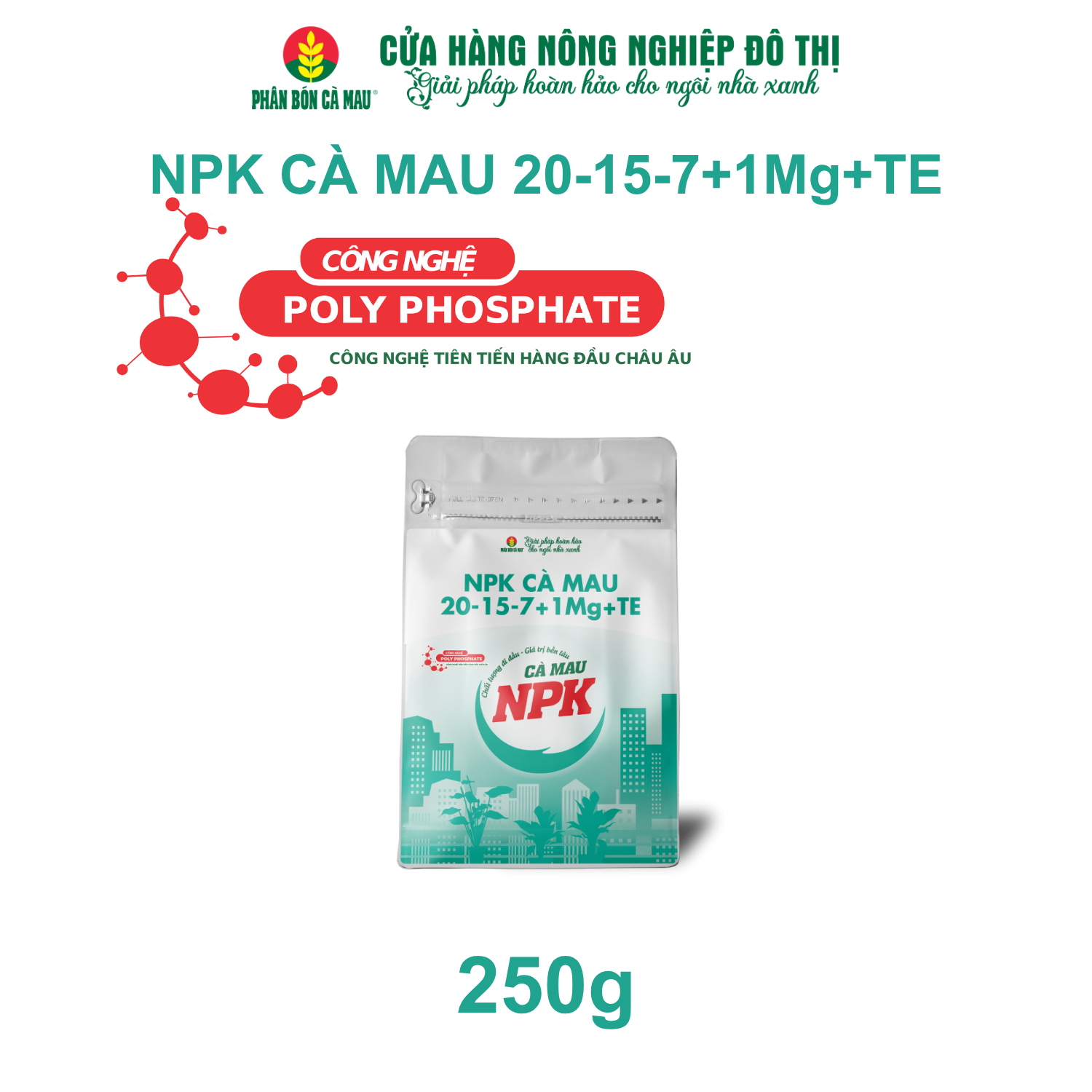 NPK Cà Mau 20-15-7+1Mg+TE - Chuyên dùng cho rau màu - 250g