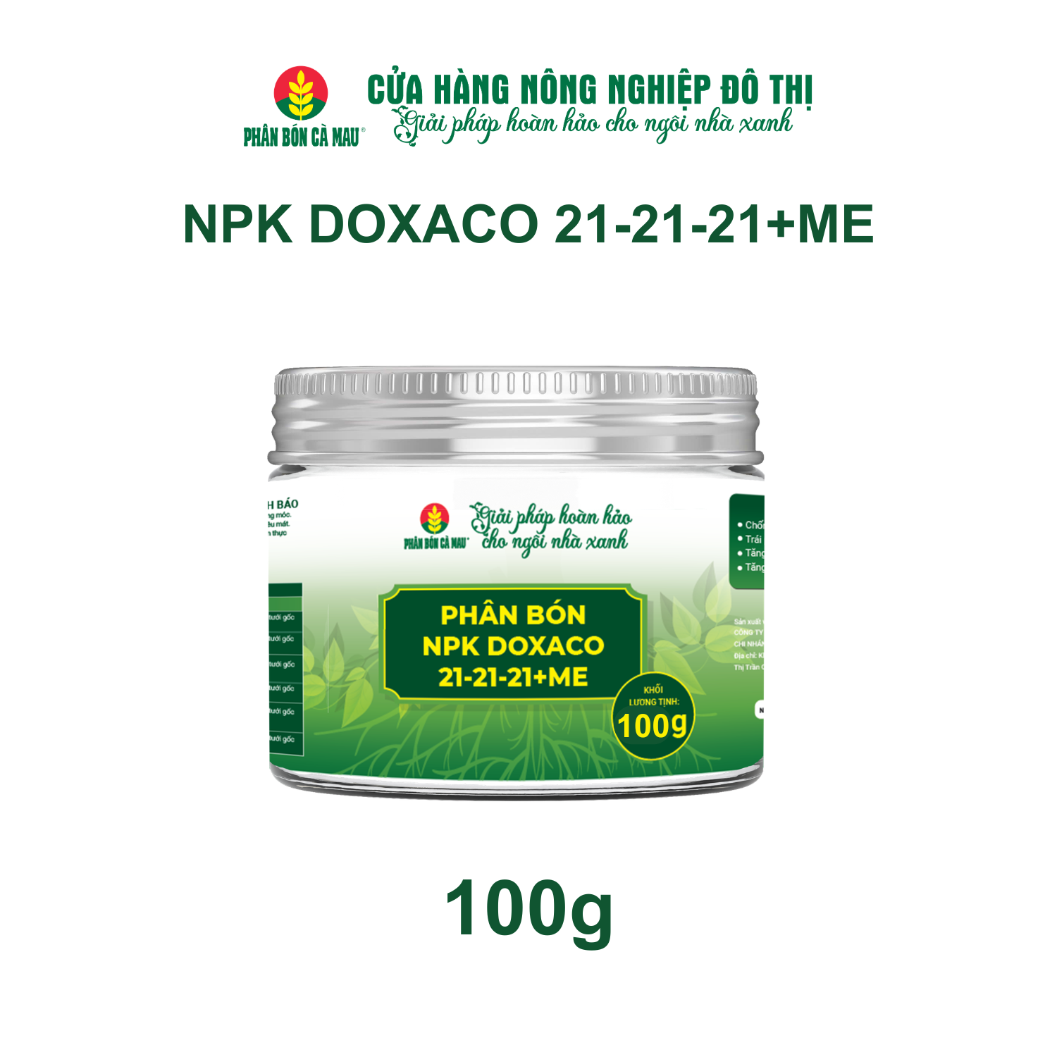 Phân bón NPK DOXACO 21-21-21+ME- Phù hợp nhiều loại cây trồng và giai đoạn sinh trưởng -100g