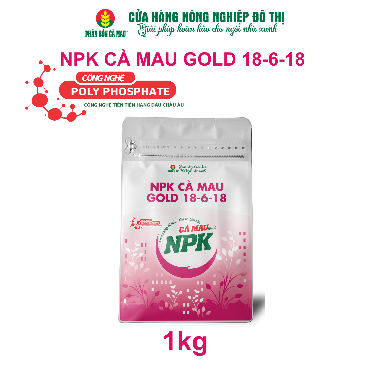 NPK Cà Mau Gold 18-6-18 - Chuyên dùng cho cây ăn quả, kiểng chậu - 1kg