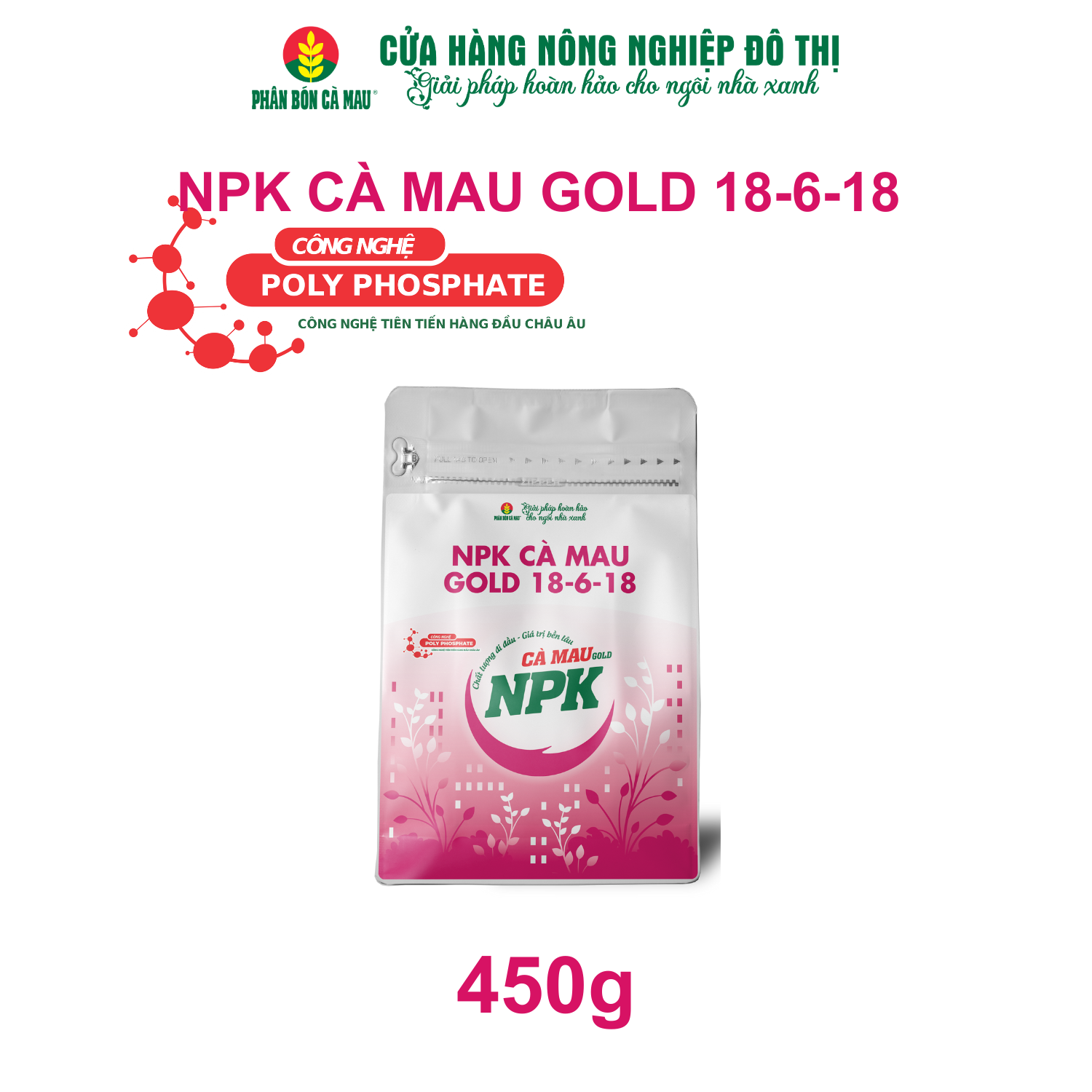 NPK Cà Mau Gold 18-6-18 - Chuyên dùng cho cây ăn quả, kiểng chậu - 450g