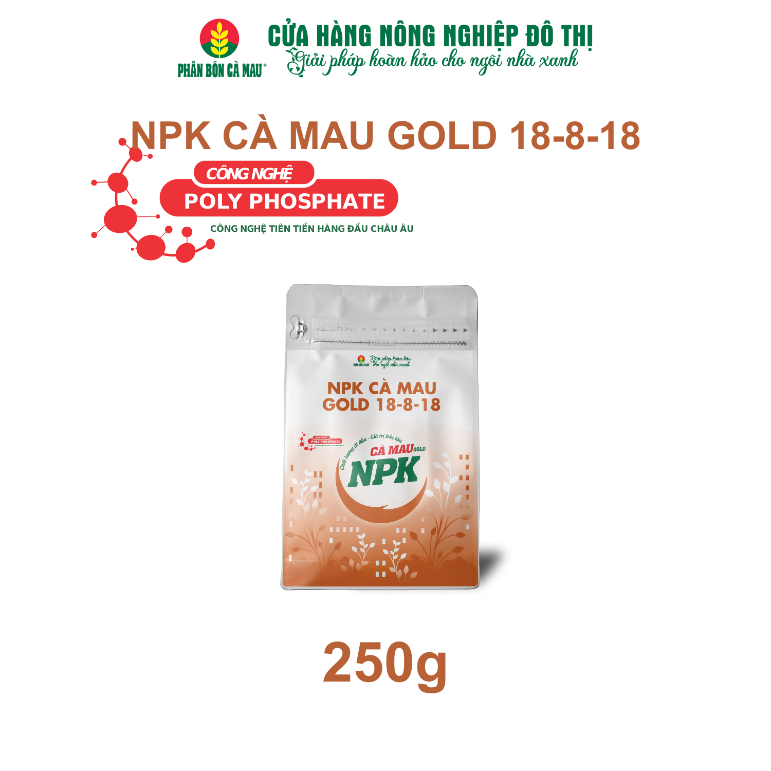 NPK Cà Mau Gold 18-8-18 - Chuyên dùng cho cây ăn quả, kiểng chậu - 250g