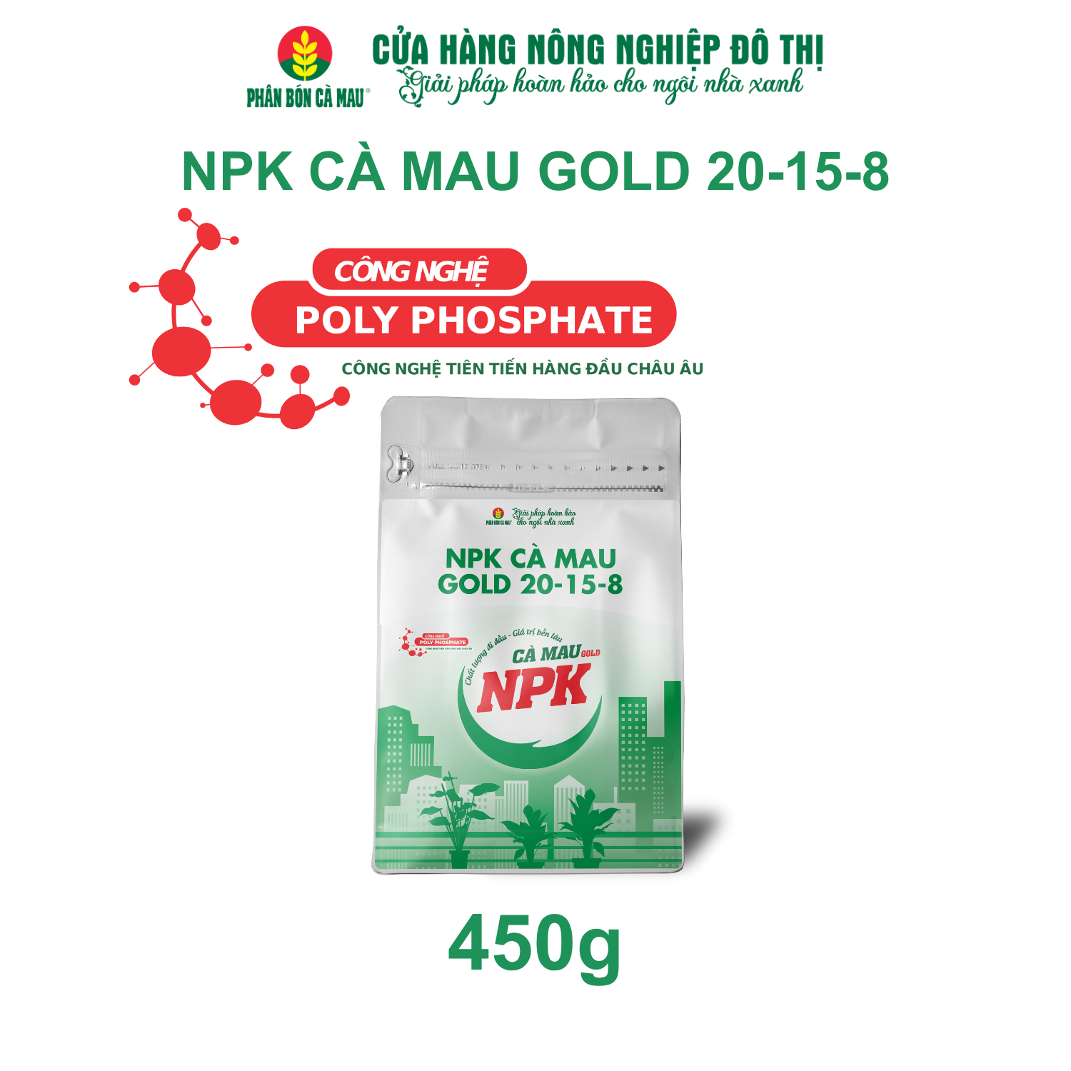 NPK Cà Mau Gold 20-15-8 - Chuyên dùng cho hoa - 450g