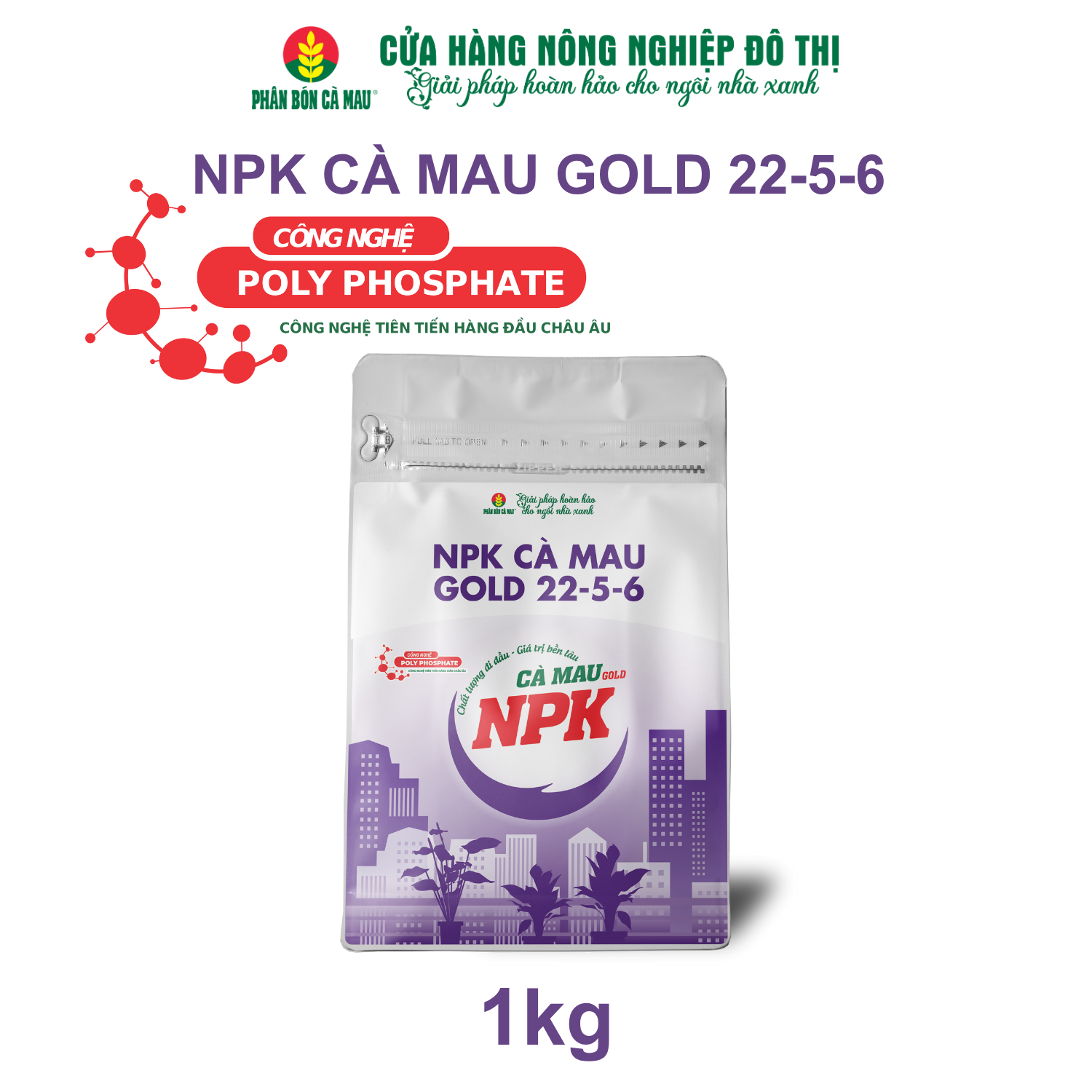 NPK Cà Mau Gold 22-5-6 - Chuyên dùng cho rau màu - 1kg