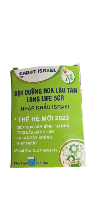 [Cửa hàng NNĐT] Bột dưỡng hoa lâu tàn Long Life 5gr - Nhập khẩu Israel, hoa cắm bình tươi lâu gấp 2 lần (Hộp 10 gói) Hộp 10 gói (10x5gr)