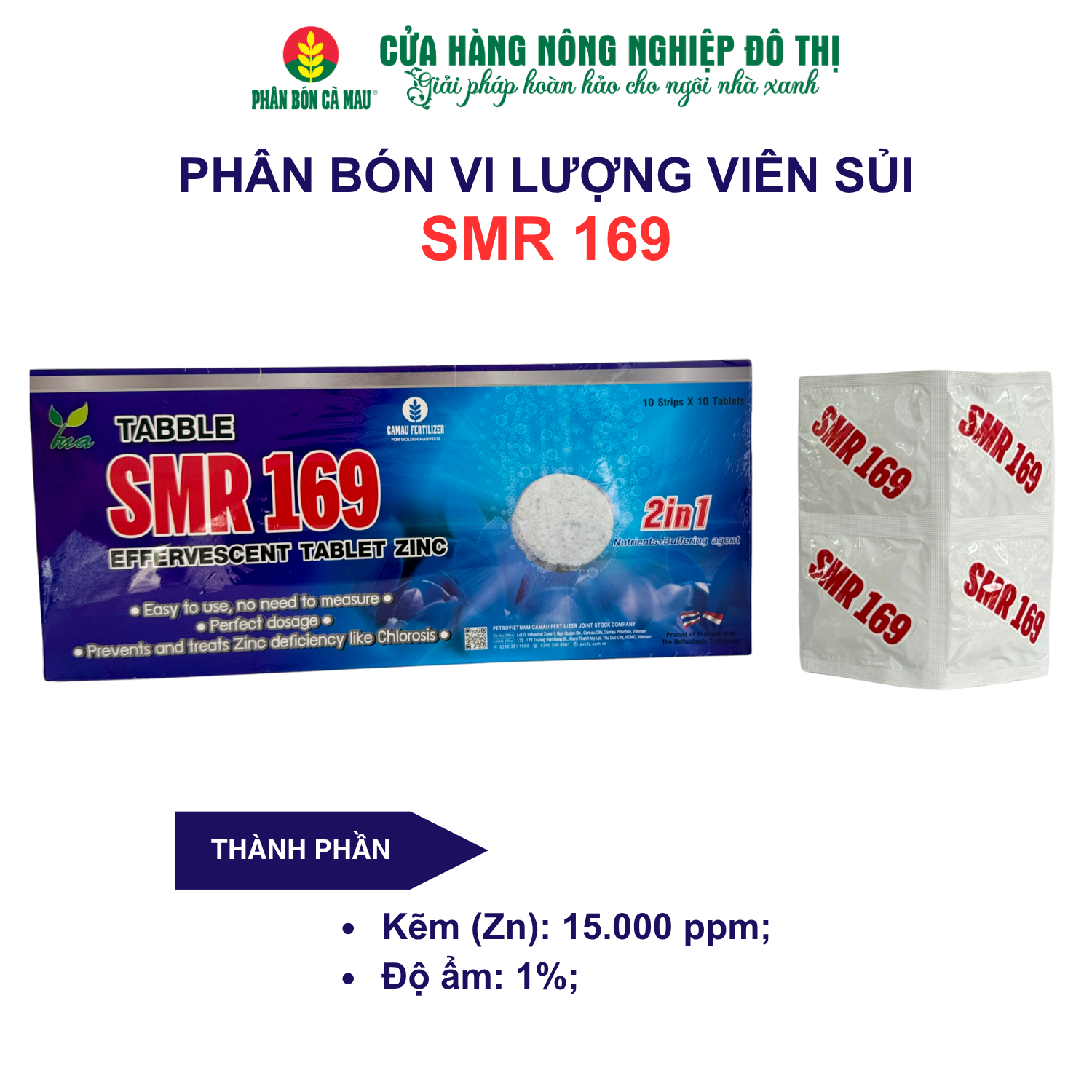 Phân bón vi lượng viên sủi SMR 169 (Nutri Table Zinc) – Bổ sung vi lượng thiết yếu -hộp (100) - Ảnh 2