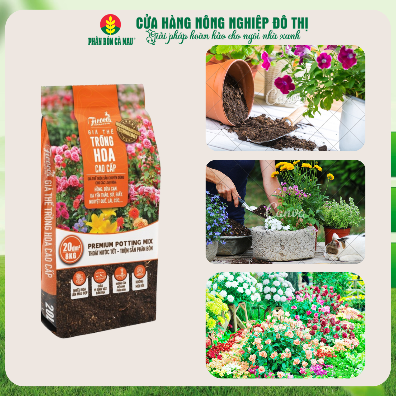 Giá Thể Trồng Cây Cao Cấp Ficoco - Túi 20L (8Kg)