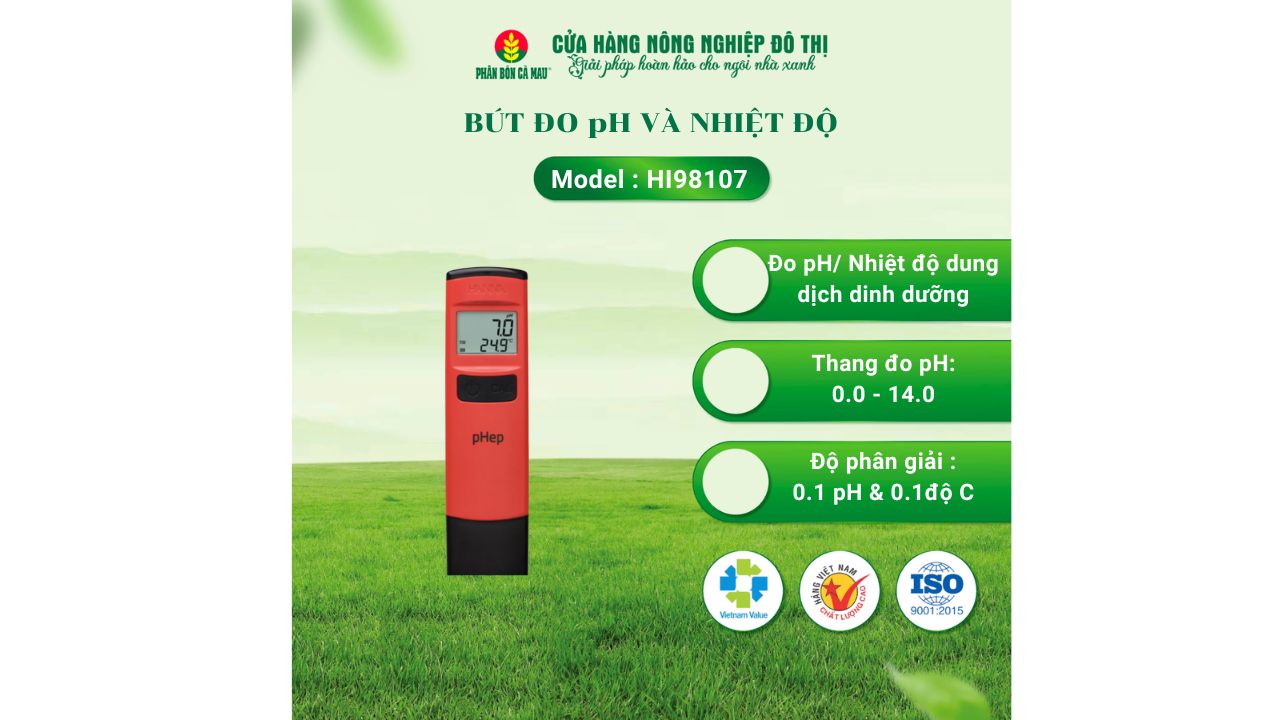BÚT ĐO pH/ NHIỆT ĐỘ DUNG DỊCH - Model : HI98107